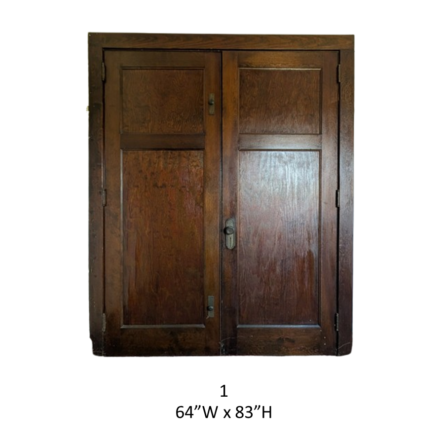 Antique Oak Two Panel Double Door