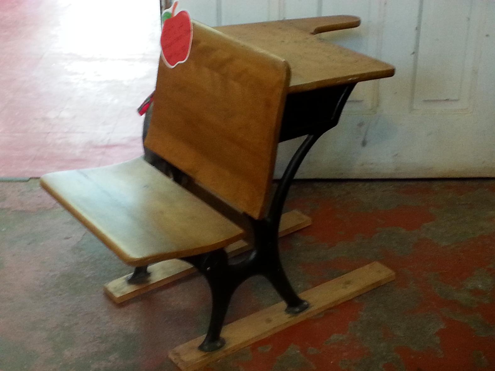 Row of Four Antique School Desks Crescent Moon Antiques and Salvage