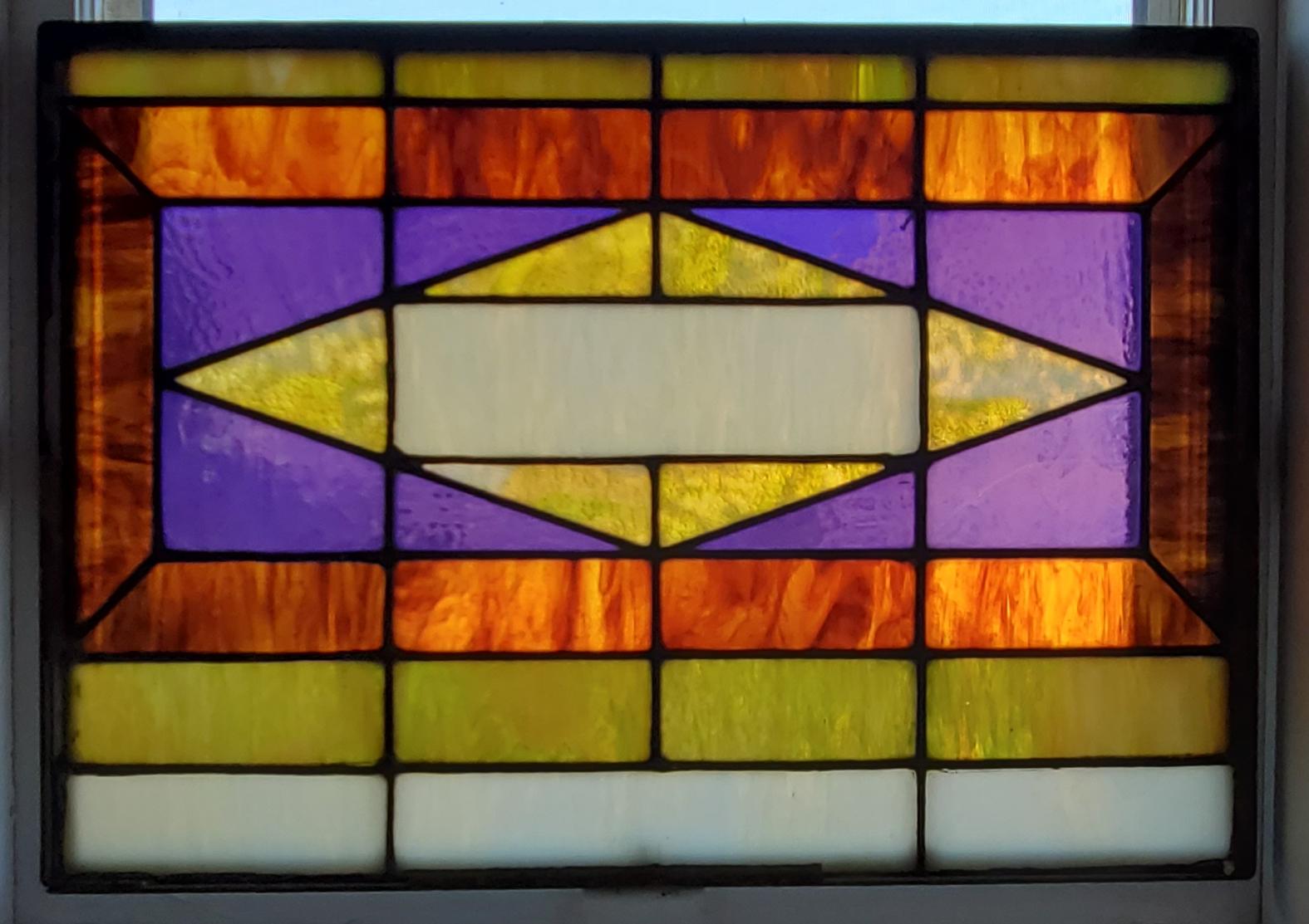 Industrial Steel Framed Stained Glass Window