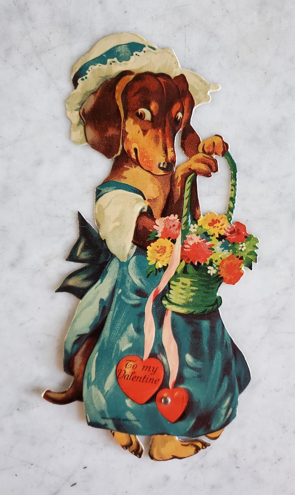 RARE Antique Valentine Dachshund Walking Mechanical Germany