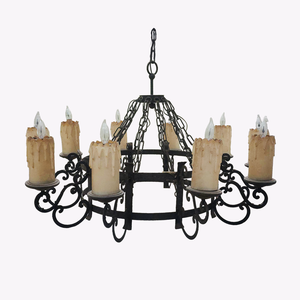 Wrought Iron Gothic 12 Candle Chandelier 