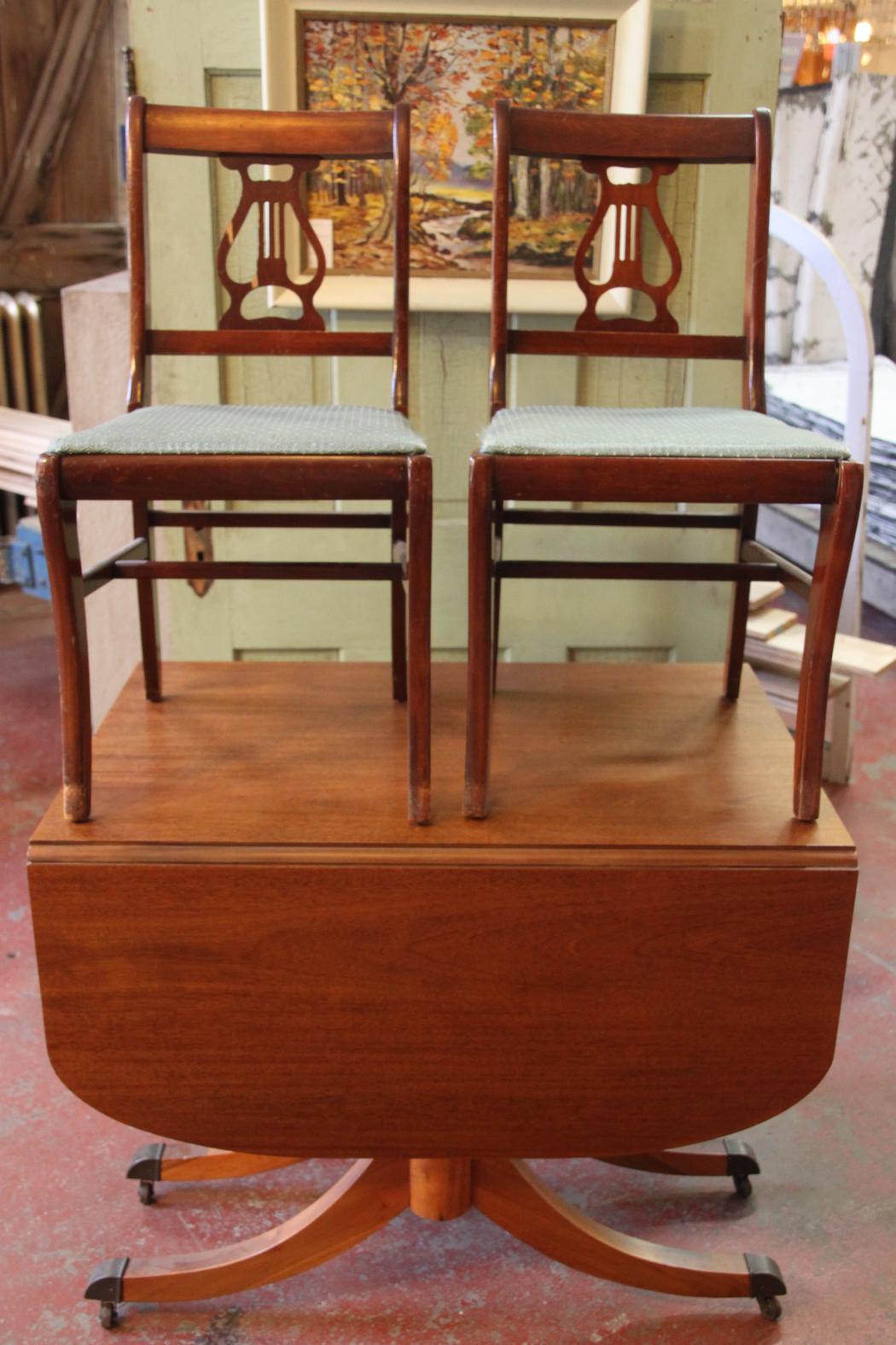 Duncan Phyfe Dining Table Set - SOLD | Crescent Moon Antiques and Salvage