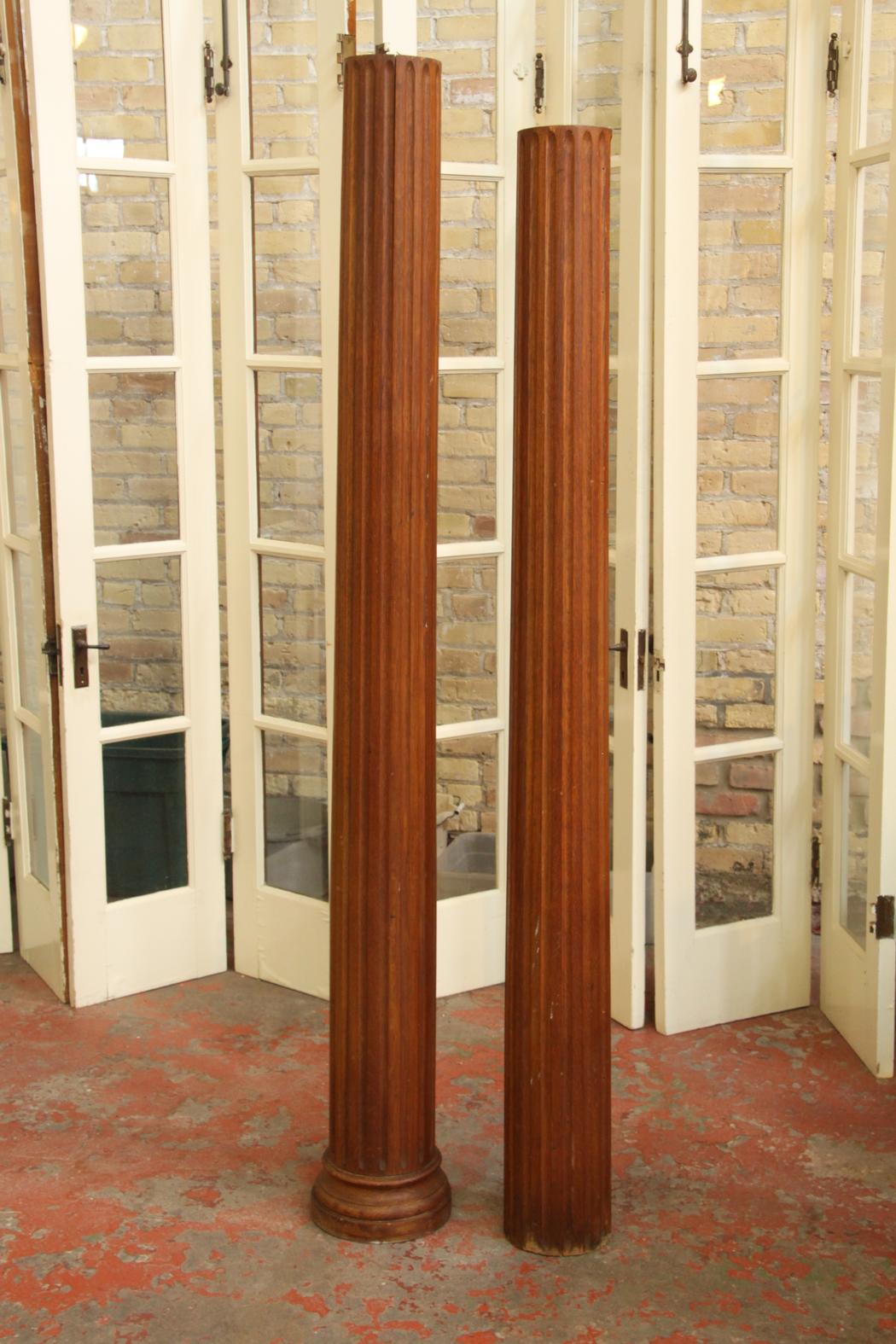 Pair Fluted Columns, Oak SOLD Crescent Moon Antiques and Salvage
