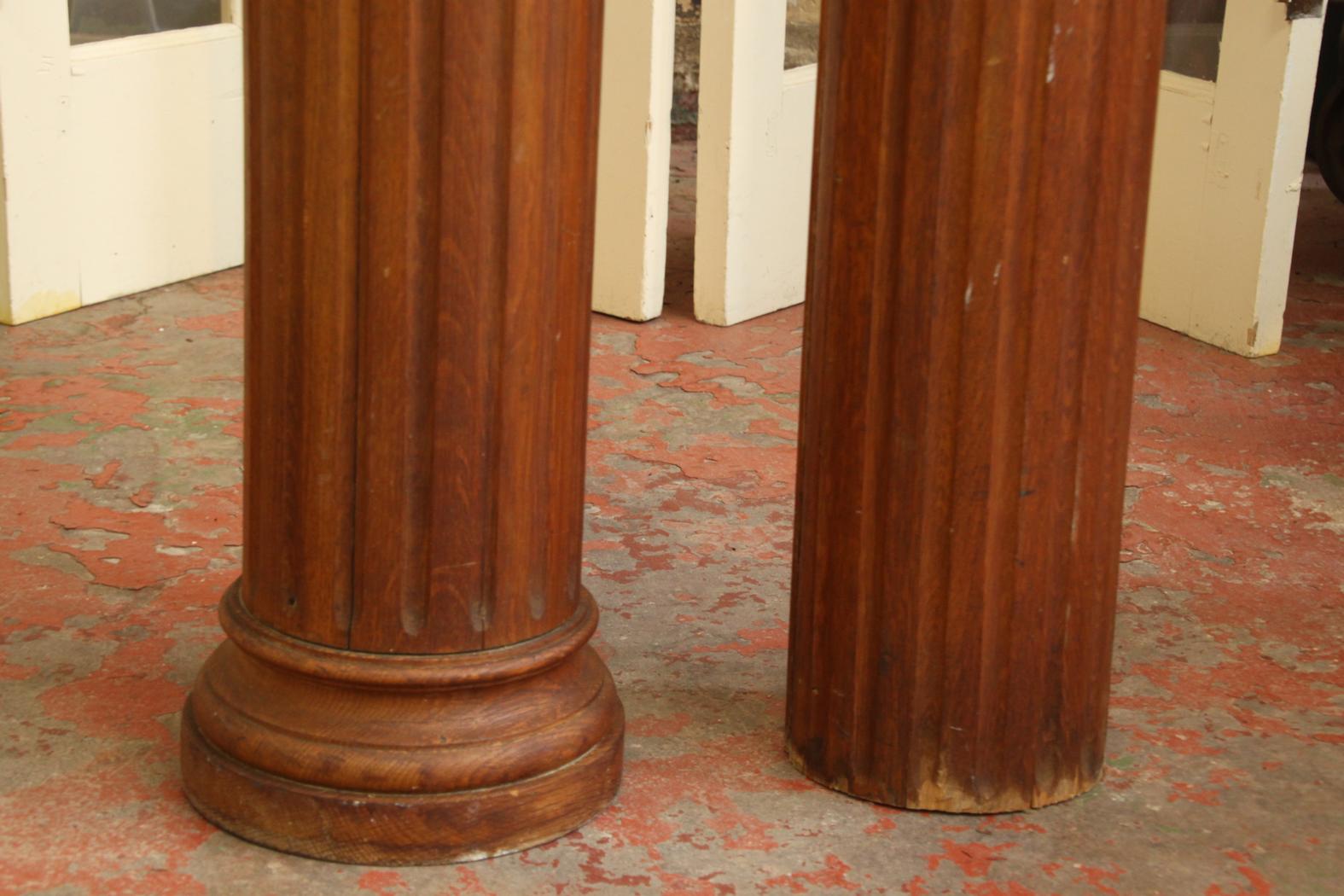 Pair Fluted Columns, Oak SOLD Crescent Moon Antiques and Salvage