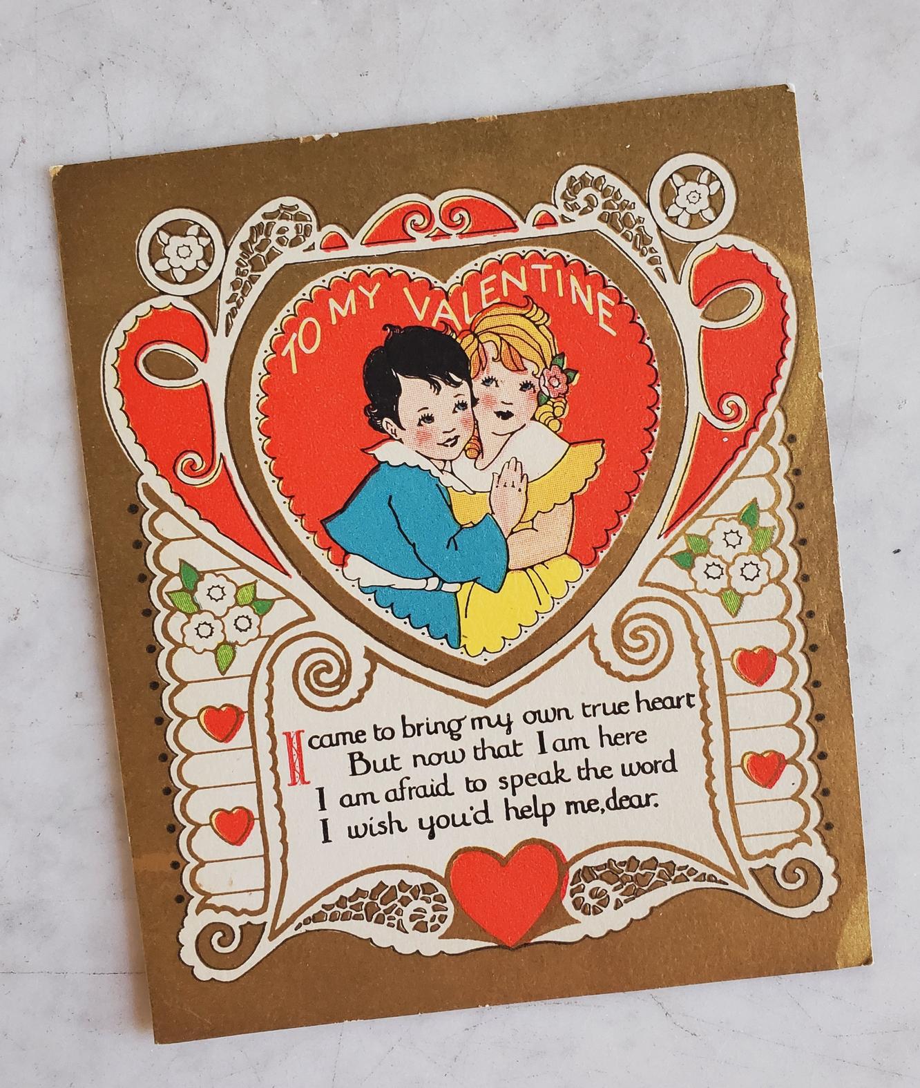 Vintage Valentine Card Mechanical Well-Well